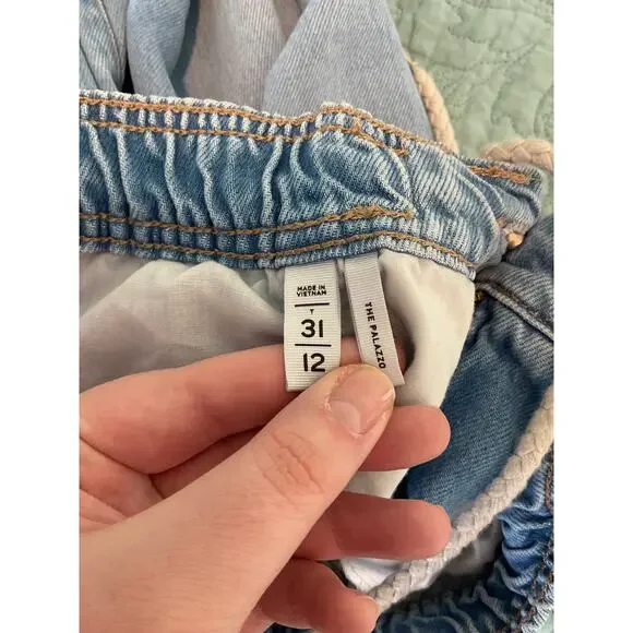 Loft The Palazzo Womens Zip Up Denim Palazzo Pants Light Wash Size 12 - Picture 7 of 12